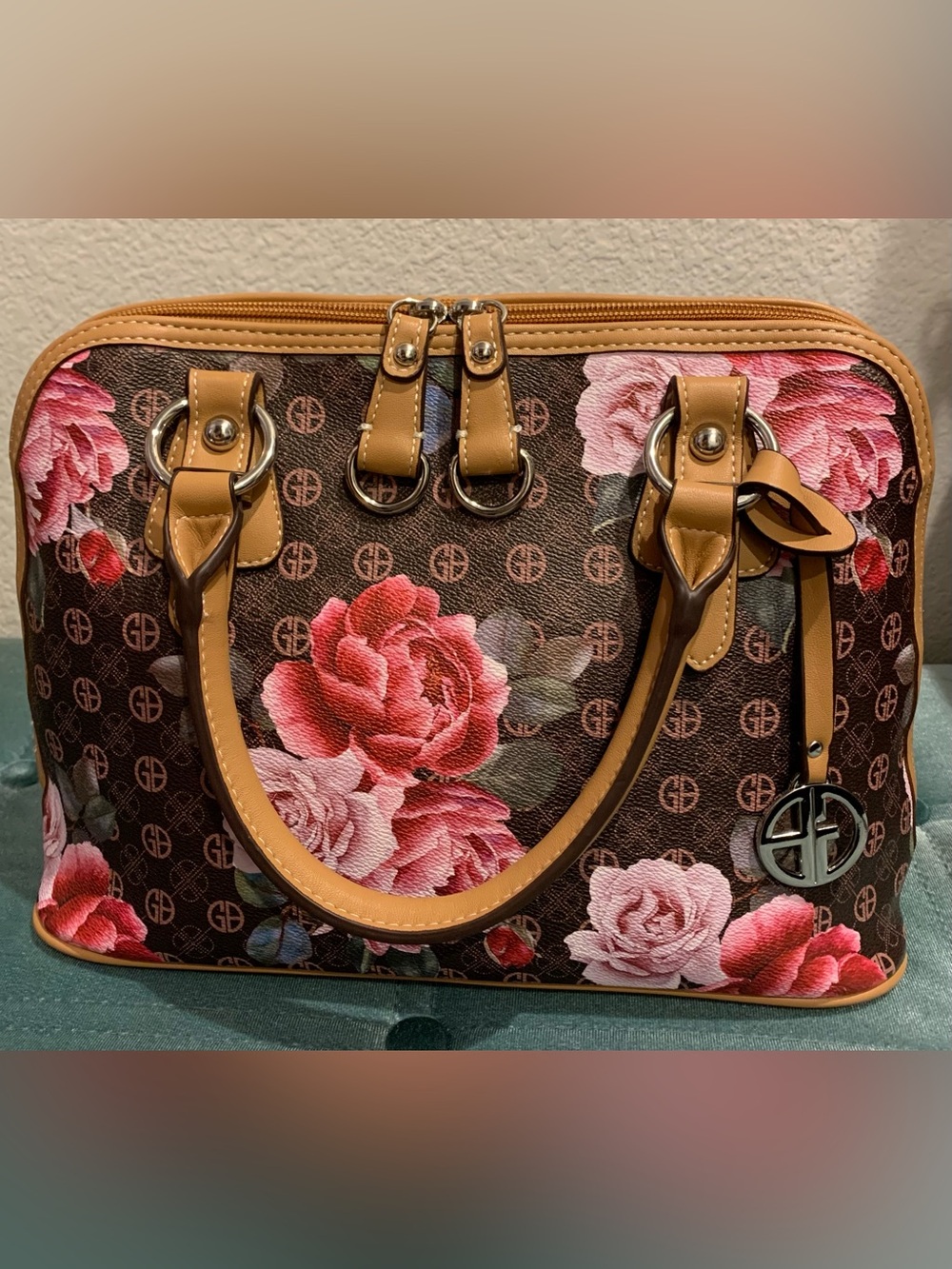 Macy’s Giani Bernini Floral Logo Satchel Handbag